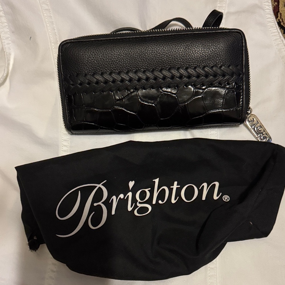 Brighton Black leather Woven/Croc Accent